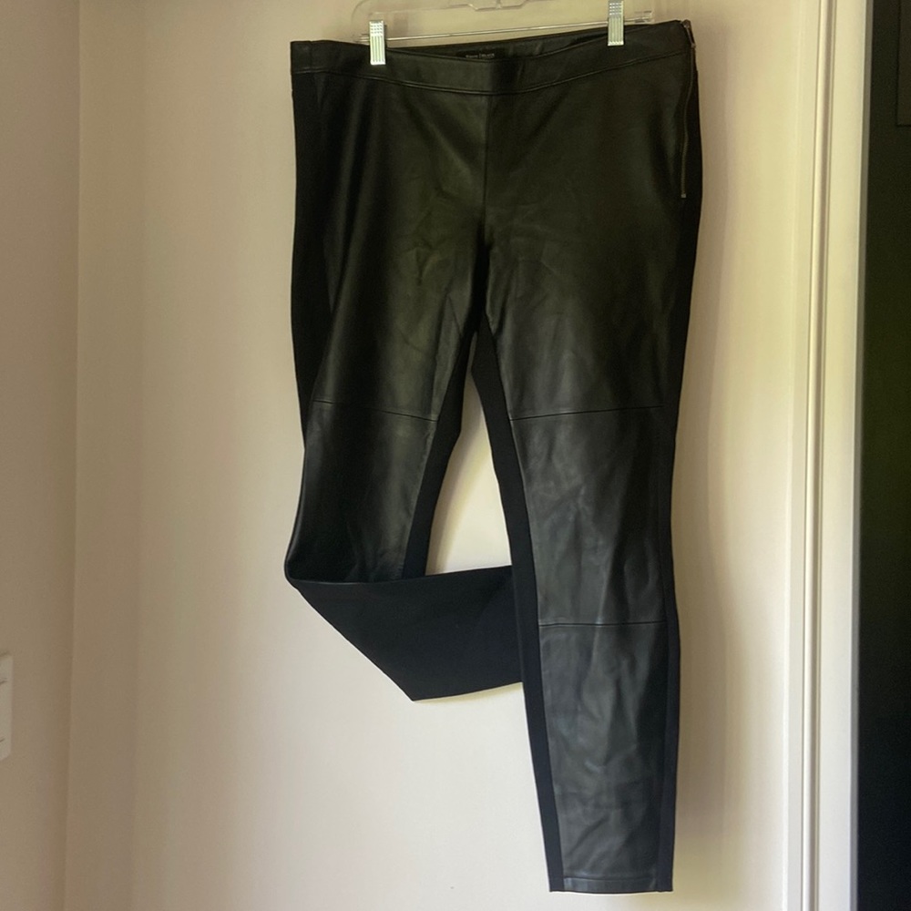 White House Black Market Leather and Stretch Skinny Pants 14 R